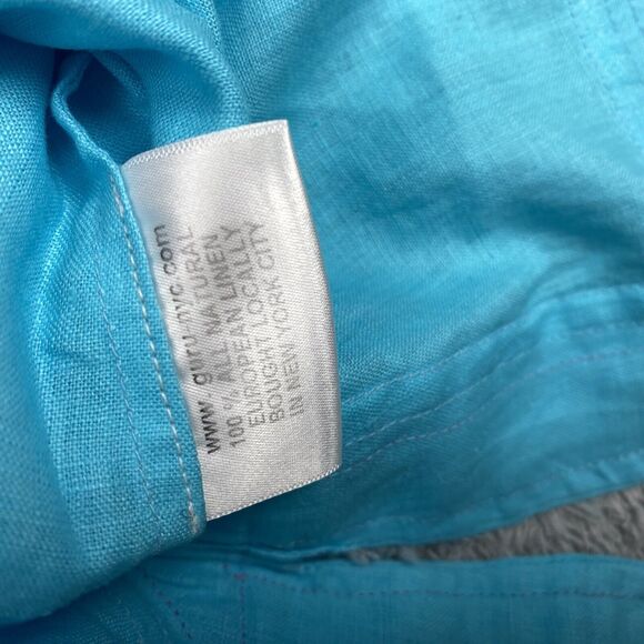 Guru NYC Tunic Shirt Women Medium Blue Pink European Linen - Picture 4 of 13